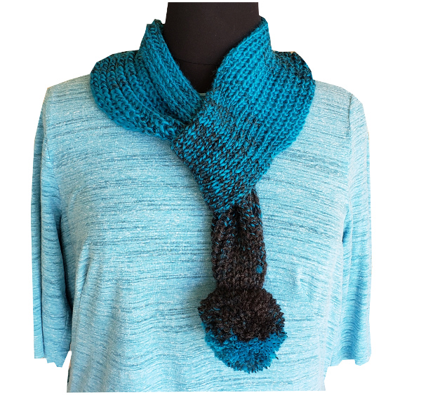 Ribber PomPom Scarf - Dynamic Pattern