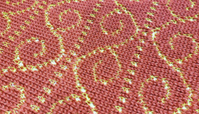 Thread lace vs An example of machine-knitted thread lace fabric showing the delicate openwork effect created by combining a fine thread with thicker yarn, demonstrating how this technique mimics traditional lace patterns