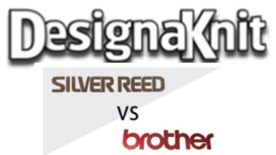DesignaKnit for Brother and Silver Reed Knitters A composite graphic showing the DesignaKnit software logo alongside Brother and Silver Reed knitting machine logos, illustrating software compatibility