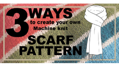 Do you NEED a Scarf Pattern? Decorative image showing a sketched scarf design overlaid on a knitted background texture, with text promoting custom scarf pattern creation