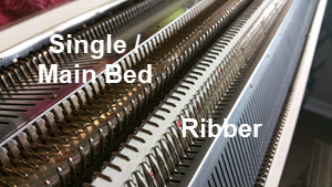 Double Bed machine with two needle beds for ribbing and stitch patterns Double Bed machine for creating knit and purl stitches