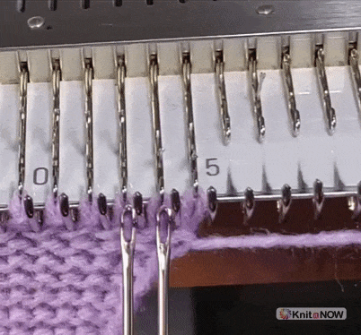 Detailed diagram showcasing different methods of increasing stitches in machine knitting, providing visual guidance for knitters. Illustration demonstrating increase techniques in machine knitting