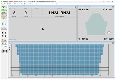 Interactive Knitting feature in DesignaKnit for visual instruction on shaping, color, and stitch patterns Interactive Knitting feature in DesignaKnit for visual instructions