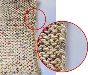 Loops and Knots technique for neat edge formation in machine knitting Loops and Knots technique in machine knitting for neat edges