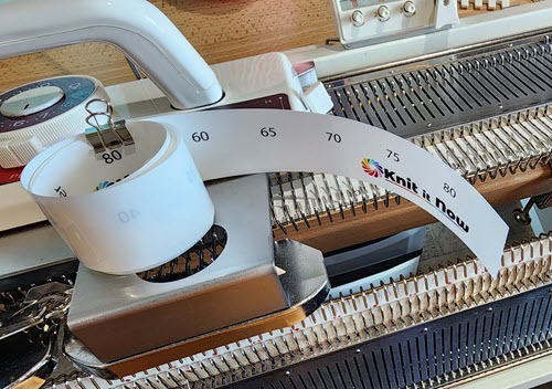 Needle Position Tape used for tracking needle placement and stitch counts on a knitting machine Needle Position Tape for tracking stitch counts in machine knitting