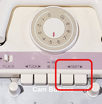 Part Buttons on Brother machines used for controlling needle action in Slip Stitch and Free Pass techniques Part Buttons controlling needle action in machine knitting