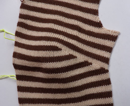 Illustration of Short Row Technique in Machine Knitting Demonstration of short row technique in machine knitting