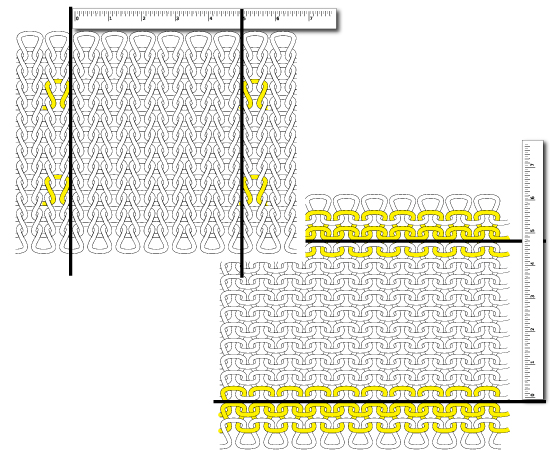 Swatch for determining gauge in machine knitting
