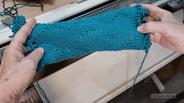 Tubing technique used in machine knitting to reset stitches and prevent distortion Tubing your knitting to set stitches and prevent distortion