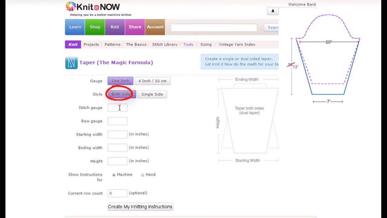 Tool: Magic Formula (Inches) Tutorial for Machine Knitting