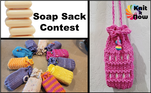 soap sacks on the knitting machine